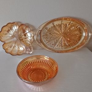 EUC 3 Piece Bundle of Vintage Marigold Iridescent Pearl Dishes